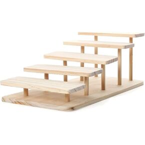 Wooden Display Stand 5-Tier Wooden Display Riser Table Display Stand Wooden Glasses Holder Stand Organizer Showcase for Figurines Glasses Jewelry Cosmetics Cupcake Risers