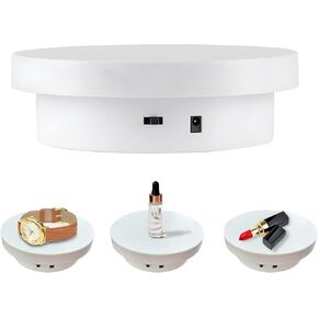 OBEST Rotating Display Stand,5.43Inch/6.6lbs Load,Three-Gear Speed, 360° Motorized Rotating Display Stand (Black) (White)