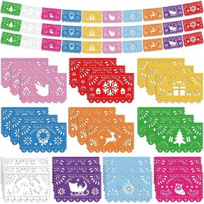 30 Pcs Large Wooden Mexican Christmas Ornaments 6.3'' × 3.9'' Mexican Flag Xmas Decorations Picado Mexicano Ornaments Funny Cinco De Mayo Decor for Xmas Tree Xmas Party Decor Outdoor Indoor