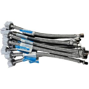 (10pcs) EZ-Fluid 16" Toilet Water Supply Connector, Braided Stainless Steel - 3/8" Female Compression Thread x 7/8" Female Ballcock Thread 16-Inch LengthUniversal Toilet Water Connectors Hose