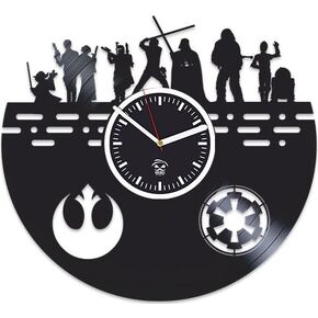 Star Wars Vinyl Wall Clock, 12 inch, Black, Quartz Movement, Battery Operated