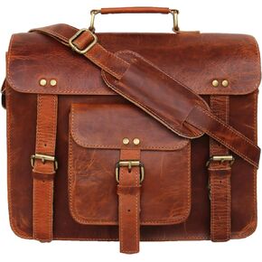 11" Small Leather Messenger Bag Shoulder Bag Cross Body Vintage Messenger Bag for Women & Men Satchel Man Purse competible with Ipad and Tablet