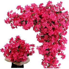 Pack of 20 - Artificial Bougainvillea Flower Stems Silk Fuchsia Bougainvillea Bush Branches for Home Wedding Table Centerpiece Shower Party Indoor Outdoor Decorations (Hot Pink)