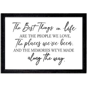 The Best Things in Life Wall Decor Sign 32 x 12 Inch Memories Inspirational Quotes Wood Framed Family Entryway Living Room Home Wall Art for Farmhouse Bedroom Room (Wood)