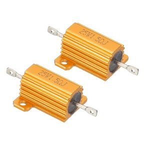 PATIKIL 25W 1.5 Ohm Aluminum Shell Resistor, 2 Pack Aluminum Housing Resistor Housed Case Wirewound Resistors Screw Tap Power Resistor 5% Tolerance, Golden