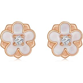 Camellia Flower Stud Earrings for Women 925 Sterling Silver Opal Camellia Flower Earrings Flower Jewelry for Women Girls Birthday Gifts