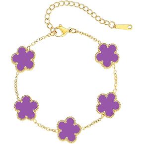 18K Gold Plated Five Leaf Grass Bracelet Link Bracelets Four Leaf Clover Bracelet Lucky Bracelets Birthday gift bracelet Jewelry Gifts Jewelry Gifts Trendy for Women