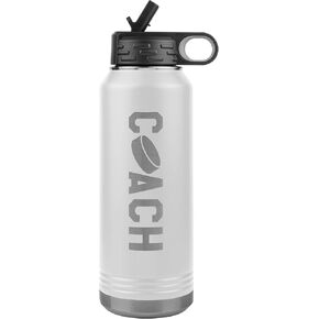 Hockey Coach Water Bottle - 32oz Insulated Engraved Stainless Steel Flip Top with Straw Hockey Coach Gift