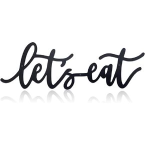 Metal Let's Eat Sign, Rustic Cutout Eat Signs, Farmhouse Wall Sign, Kitchen Wall Decor for Kitchen Dining Room Living Room Home Cafe Bar Restaurant Decoration(Black)