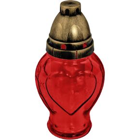Cemetery Memorial Candle - Gravesite Remembrance Decoration - 2PACK Unique Heart Shape Traditional Red Glass Candle (H: 7.087in x W:3in) 2PACK. Product from Poland. in Saudi Arabia