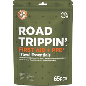 Be Smart Get Prepared Road Trippin’ Travel Essentials Kit - 65 Pieces - Designed for Camping, Hiking, Running, Fishing, Boating, Travel & Outdoor Activities - Compact & Portable