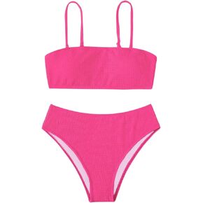 SHENHE Women's High Waisted Swimsuit Textured Adjustable Strap Bathing Suit Two Piece Bikini Set