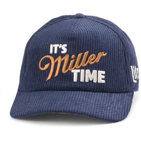 AMERICAN NEEDLE Miller Lite Beer Club Captain Adjustable Snapback Baseball Hat, Ivory/Navy (24002A-MLITE-INVY)