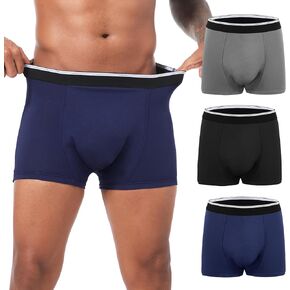 Incontinence Underwear for Men Washable Cotton Men's Incontinence Boxer Briefs Leakproof Underwear Pack of 3(XX-Large, 1 Black/1 Grey/1 Dark Blue)