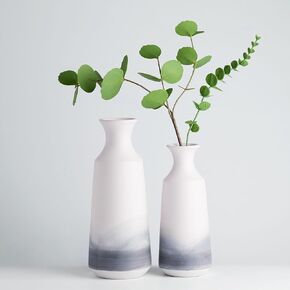 TERESA'S COLLECTIONS Grey Vases for Home Decor,Gray and White Ceramic Vase Mantel Decor,Modern Vase for Fireplace,Living Room,Table,Shelf,Centerpiece,Ideal Gifts for Mom,12"-Christmas Vase Set of 2