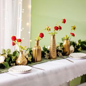 Small Gold Bud Vases for Table Decoration, Set of 4 Single Flower Vase Modern Decorative Vase, Aesthetic Gold Centerpiece Vase - Vintage Bottles for Home Wedding Centerpiece Decorations