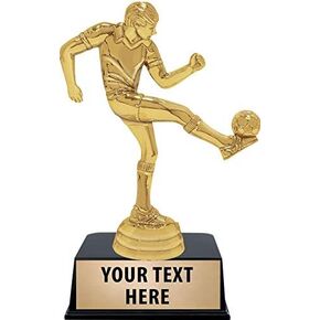 Crown Awards Soccer Trophies with Custom Engraving, 6" Personalized Air Kick Male Soccer Trophy On Black Base Prime