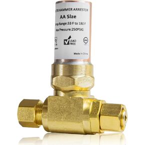 Water Hammer Arrestor,3/8" OD Comp. X 3/8" OD Tee Copper Water Arrestor,for Dishwasher Connection(2PACK,Copper Arrestor)