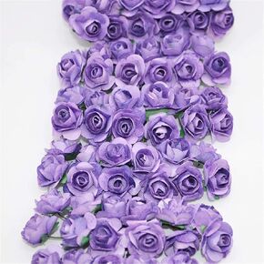 ASkinds 144 Pieces Artificial Flowers Mini Paper Roses Wedding Decorative Flowers Bouquet Vases for Home Decor Christmas Garland