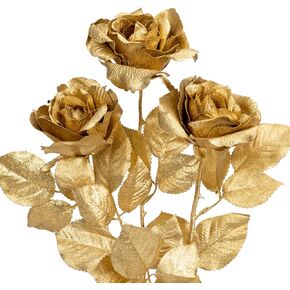 Hollyone 3Pcs Christmas Flowers Gold Artificial Hydrangea Flowers 26.8inch Fake Hydrangea Flower Floral Arrangements Bouquets Xmas Faux Hydrangea Stems Wedding Party Centerpieces Christmas Home Decor