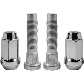 1/2-20 Chrome Wheel Lug Stud Nut Set Compatible with 1984-2019 Ford Edge Bronco II Explorer Taurus Flex; 2007-18 Lincoln MKX MKS MKT (4PCS)