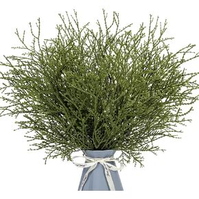24Pcs Artificial Frosted Pine Needles Branches Snowy Faux Cedar Stems Christmas Tree Picks and Sprays for Xmas Decorations Garland Wreath DIY Craft Winter Holiday Home Décor (24, Green)