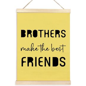TAEDIN Nursery Brother Make The Best Friends Poster Hanger Frame, Blue Boys Quotes Wood Wooden Canvas Artwork Print, Toddler Boys Room Wall Decor Painting for Kids Play Room Bedroom Decor 12X16
