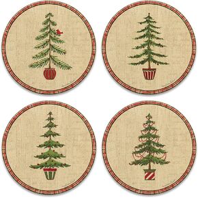 CoasterStone Natural Christmas Set of 4 Coasters, One Size, Cork Backed
