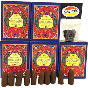Nag Champa Highly Scented Sreevani Backflow Incense Cones for Waterfall Aromatic Smoke Fountain Haze Falls and Lotus Burner Bundle - 50 Cones