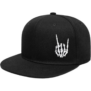 Skeleton Hand Snapback Hats for Men Women, Hip Hop Flat Bill Hats Cool Hat