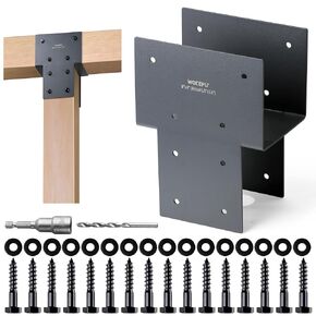 2 Pack Heavy Duty 6x6 (Actual 5.5"x5.5") Stainless Steel Post Caps Tie Bracket, Fit Connecting Wood Gazebo, Deck Patio Post and Wood Beams Bracket (Dark Ggray)