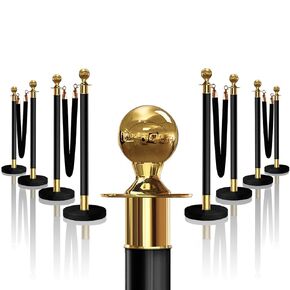 6PCS Silver Stanchions Posts with 4PCS 5 ft Red Velvet Rope, Red Velvet Rope Stanchion Set Crowd Control Barriers, Stanchions and Velvet Ropes Red Carpet Poles for Party Supplies