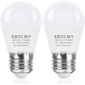 A15 LED Light Bulbs, 40 Watt Equivalent LED Refrigerator Light Bulb, 5W Daylight 5000K, 500 Lumens, Medium Base (E26), Non-Dimmable, A15 Appliance Bulb, 2-Pack