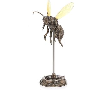 Veronese Design 10 5/8" Steampunk Hornet On Display Stand Resin Sculpture Bronze Finish Bee Statue
