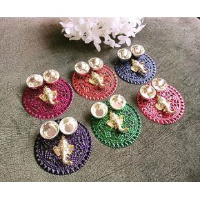 Itiha Set of 6 Multicoloured Ganesha Haldi Kumkum/Return Gift/Diwali Gift/Mehendi Gift- 3.5 inches