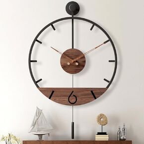 30.7×20 Inch Large Modern Decorative Pendulum Wall Clock,Big Metal Farmhouse Oversized Silent Wall Clocks Minimalist Elegant Walnut Dial Pointers for Living Room,Office,Dining Room Decor