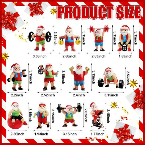 Syhood 26 Pcs 24 Pcs Gym Christmas Ornaments Sports Fitness Ornaments for Christmas Tree Santa Weightlifter Ornaments Double-Sided Acrylic Dumbbell Workout Gifts for Gym Lovers (Santa and Tools) in Saudi Arabia