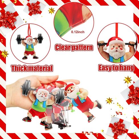 Syhood 26 Pcs 24 Pcs Gym Christmas Ornaments Sports Fitness Ornaments for Christmas Tree Santa Weightlifter Ornaments Double-Sided Acrylic Dumbbell Workout Gifts for Gym Lovers (Santa and Tools) in Saudi Arabia