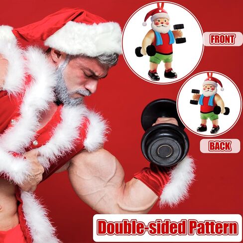 Syhood 26 Pcs 24 Pcs Gym Christmas Ornaments Sports Fitness Ornaments for Christmas Tree Santa Weightlifter Ornaments Double-Sided Acrylic Dumbbell Workout Gifts for Gym Lovers (Santa and Tools) in Saudi Arabia