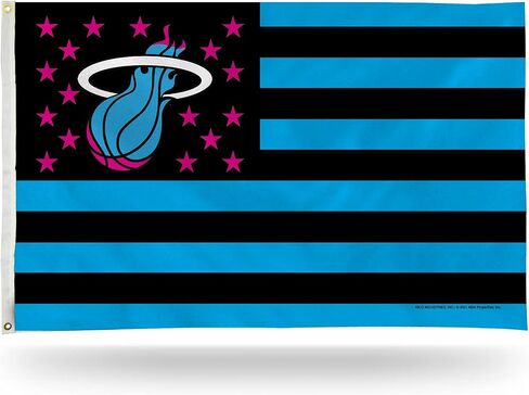 علم Rico Industries NBA Miami Heat Flag مقاس 3 × 5 نجوم وخطوط - مصنوع للديكور الداخلي أو الخارجي in Saudi Arabia