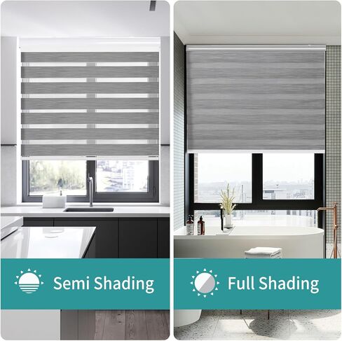 Joydeco ستائر حمار وحشي لاسلكية للنوافذ، ستائر حمار وحشي صغيرة شفافة باللون الرمادي مقاس 27 بوصة ث مرشح ضوء مزدوج الطبقة لنافذة باب زجاجية منزلقة in Kuwait