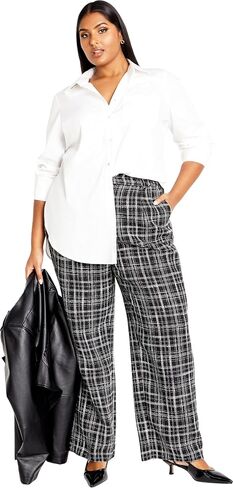 Women's City Chic Plus Size Pant Piper, BLK Check in Saudi Arabia