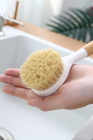 Dish Washing Brush Sisal with Bamboo Handle Dish Scrubber, Scrub Brush for Pans, Pots, Dishwashing and Cleaning Brushes (Square Brush and Short Brush) in Saudi Arabia