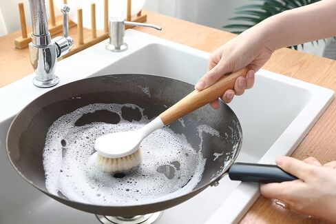 Dish Washing Brush Sisal with Bamboo Handle Dish Scrubber, Scrub Brush for Pans, Pots, Dishwashing and Cleaning Brushes (Square Brush and Short Brush) in Saudi Arabia