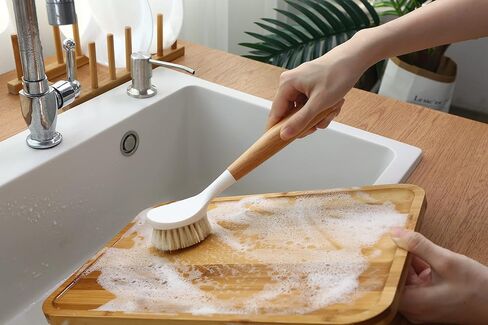 Dish Washing Brush Sisal with Bamboo Handle Dish Scrubber, Scrub Brush for Pans, Pots, Dishwashing and Cleaning Brushes (Square Brush and Short Brush) in Saudi Arabia