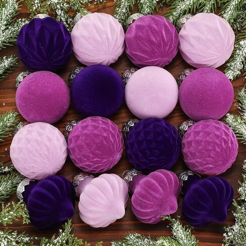 24 Pcs Velvet Christmas Ornaments Balls Bulk 3.15" Flocked Christmas Tree Ornaments Velvet Xmas Tree Hanging Ornaments for Holiday Home Decor (Beige) in Saudi Arabia