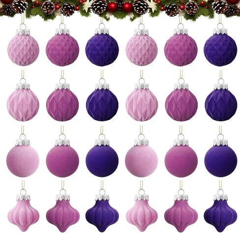 24 Pcs Velvet Christmas Ornaments Balls Bulk 3.15" Flocked Christmas Tree Ornaments Velvet Xmas Tree Hanging Ornaments for Holiday Home Decor (Beige) in Saudi Arabia