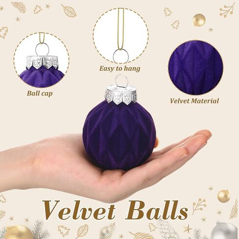 24 Pcs Velvet Christmas Ornaments Balls Bulk 3.15" Flocked Christmas Tree Ornaments Velvet Xmas Tree Hanging Ornaments for Holiday Home Decor (Beige) in Saudi Arabia