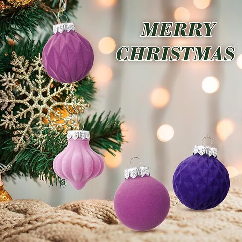 24 Pcs Velvet Christmas Ornaments Balls Bulk 3.15" Flocked Christmas Tree Ornaments Velvet Xmas Tree Hanging Ornaments for Holiday Home Decor (Beige) in Saudi Arabia