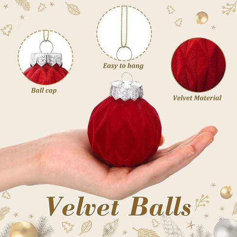 24 Pcs Velvet Christmas Ornaments Balls Bulk 3.15" Flocked Christmas Tree Ornaments Velvet Xmas Tree Hanging Ornaments for Holiday Home Decor (Beige) in Saudi Arabia